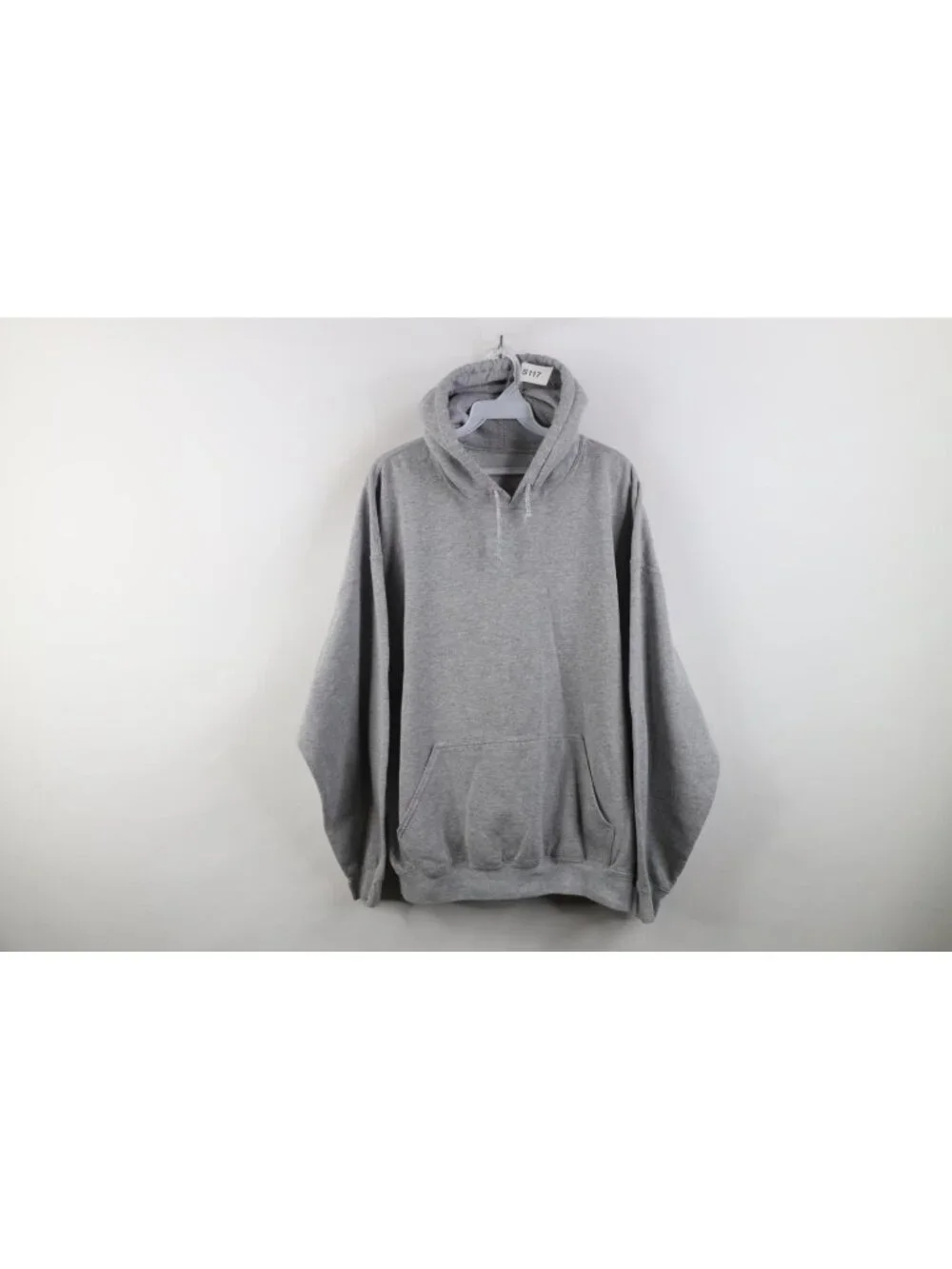 Vintage 90s Y2K Streetwear Mens 2XL XXL Blank Hoodie Sweatshirt Heather Gray